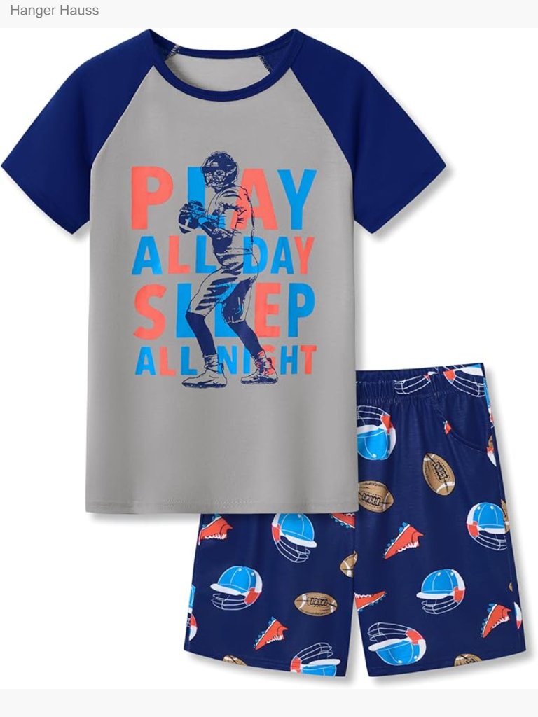 Big Boys 2-Piece Short Sleeve Pajama Set Summer Sleepwear Kids 6-18